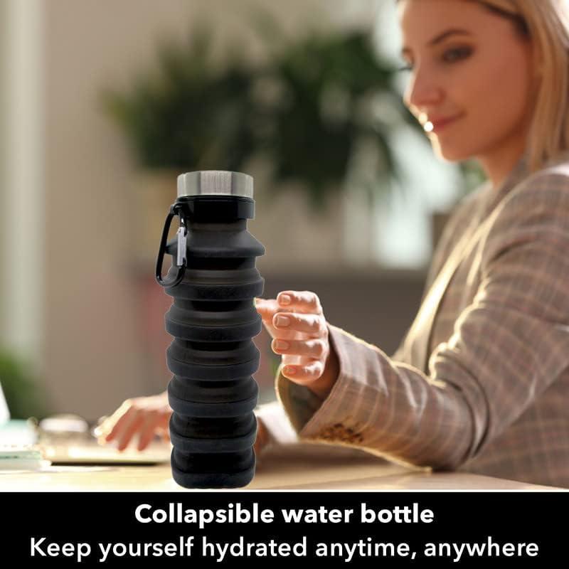 Botella de Agua Plegable Gadgetime USA 0.53L Negra BPA Libre