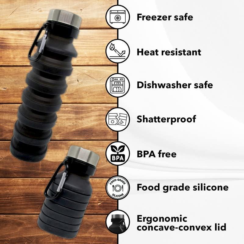 Botella de Agua Plegable Gadgetime USA 0.53L Negra BPA Libre