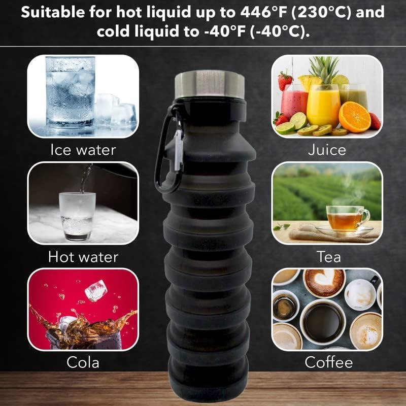 Botella de Agua Plegable Gadgetime USA 0.53L Negra BPA Libre