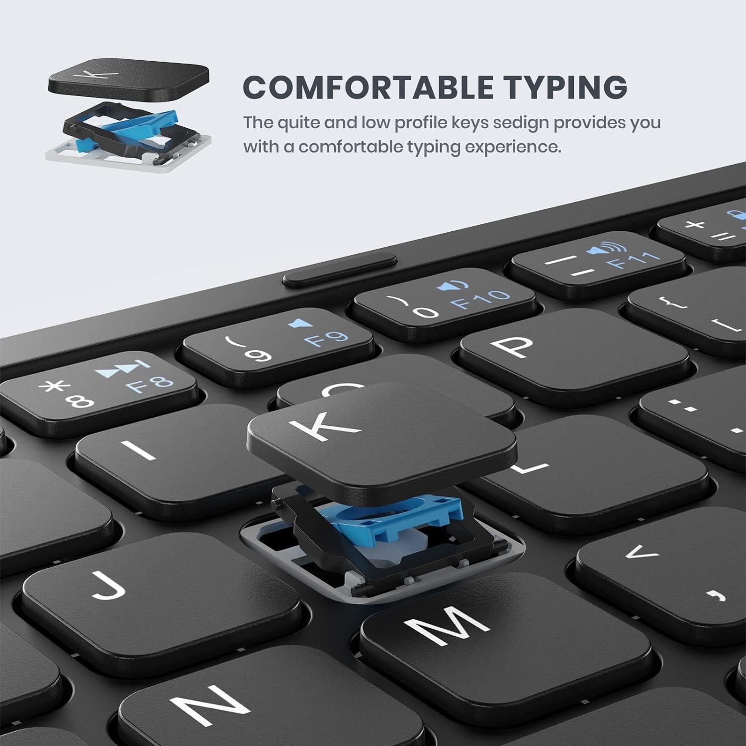Teclado Bluetooth Plegable GEODMAER con Panel Táctil Negro