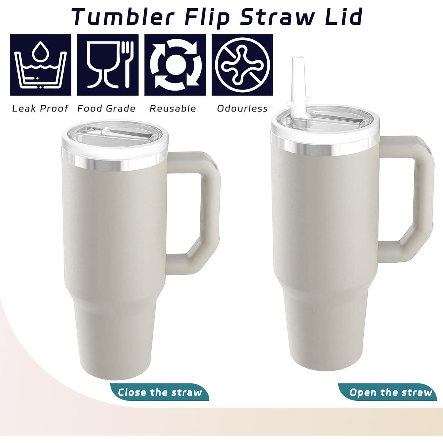 Tapa de Pajita Flip Miavers para Vaso Stanley 40oz - Blanco
