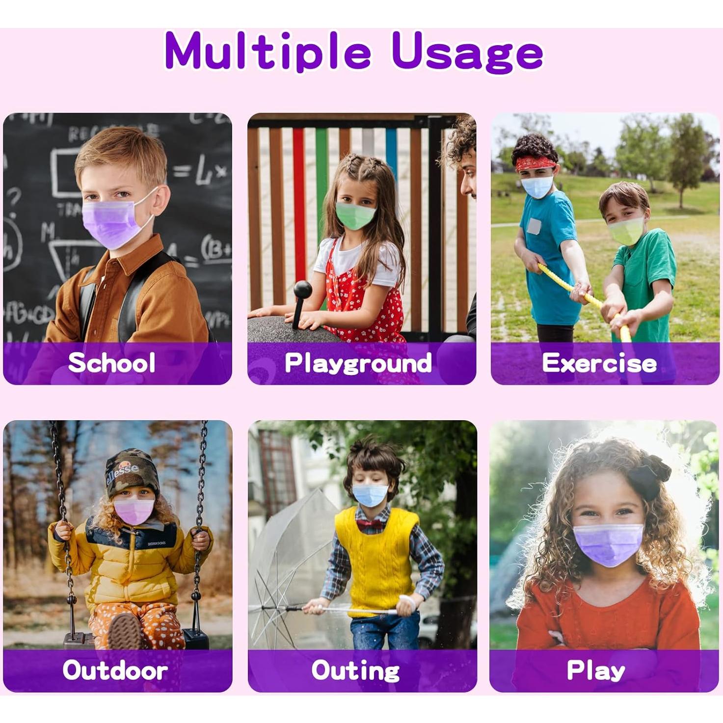 Mascarillas Desechables para Niños Rasav 100 Piezas 3 Capas