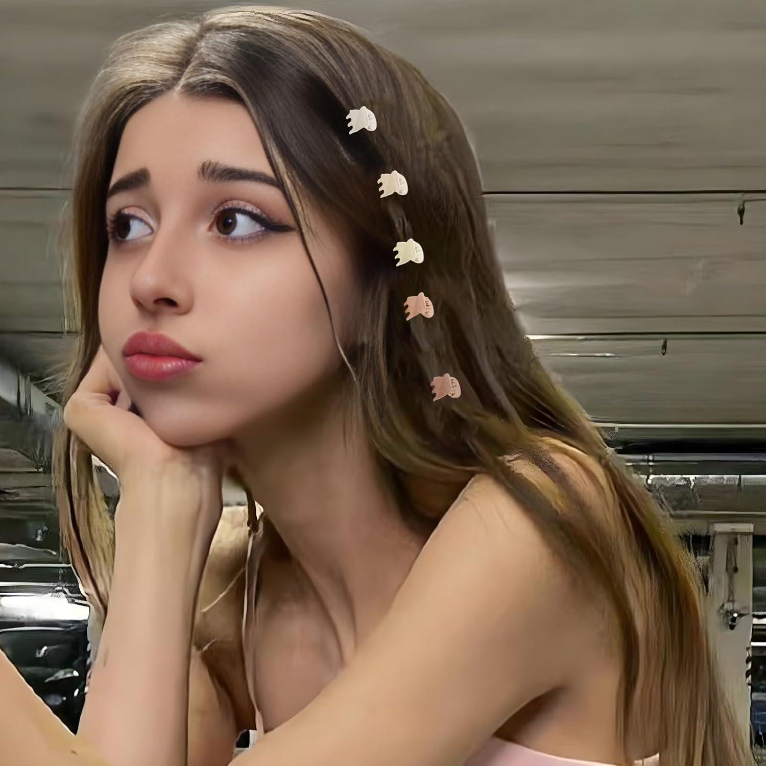 100 Clips de Garra para el Cabello Kasmena - Mini Mate Neutros