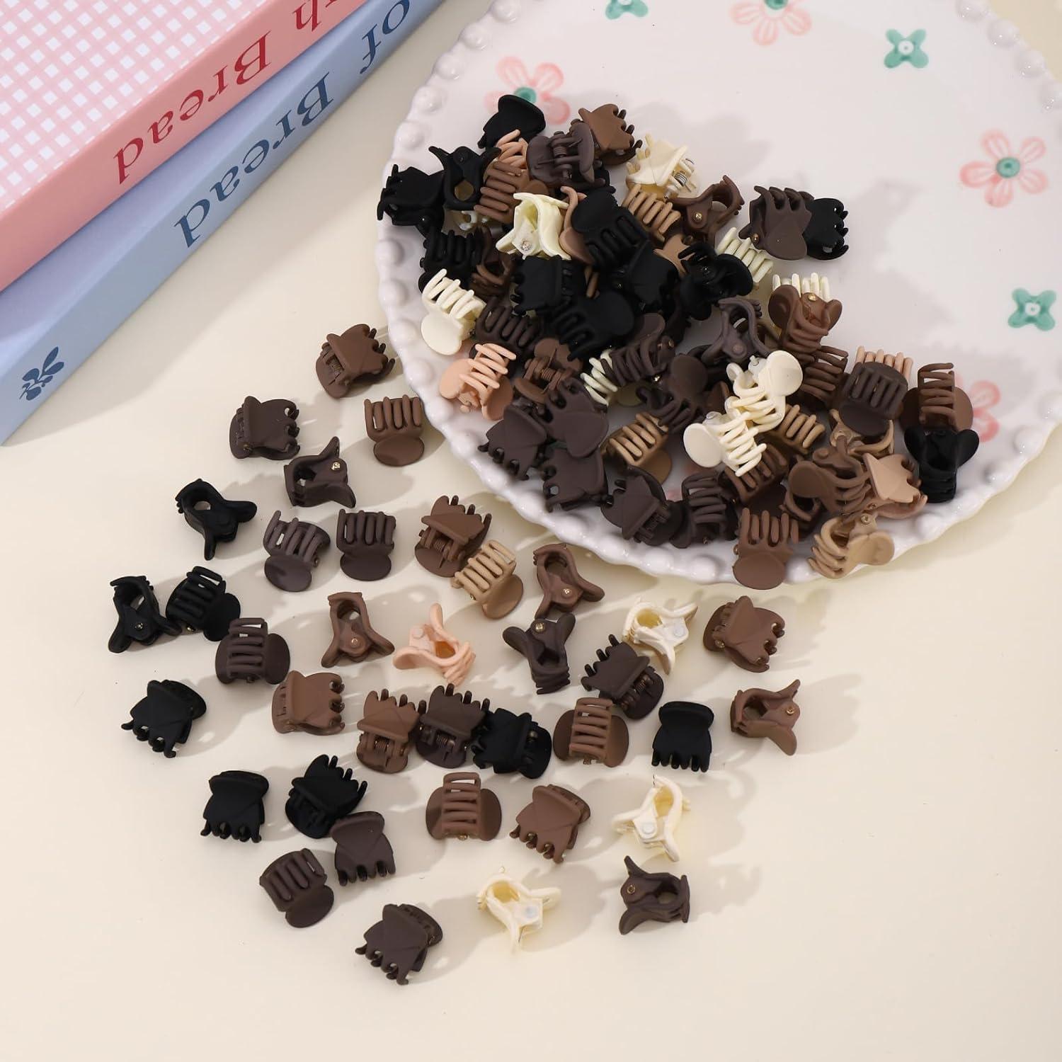 100 Clips de Garra para el Cabello Kasmena - Mini Mate Neutros