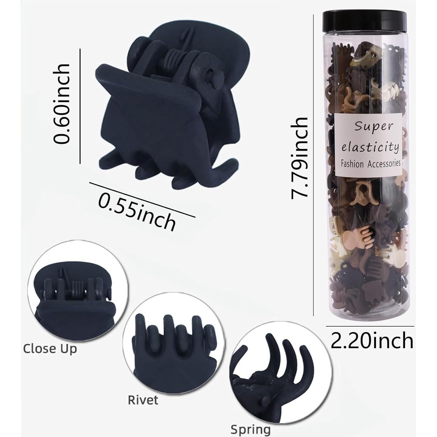 100 Clips de Garra para el Cabello Kasmena - Mini Mate Neutros