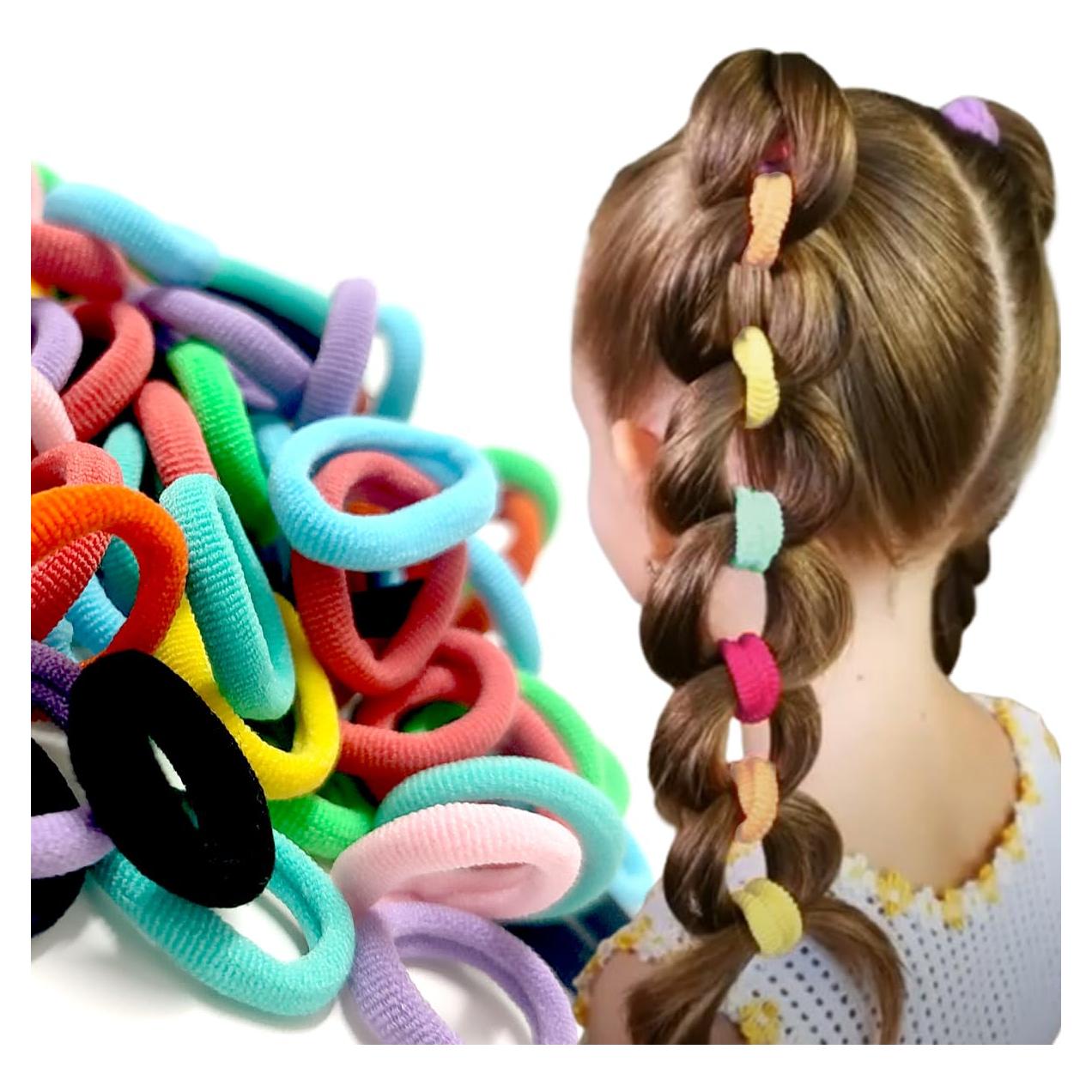 Gomas Elásticas para Cabello Vrose Flosi - 100 Piezas Mini Coloridas