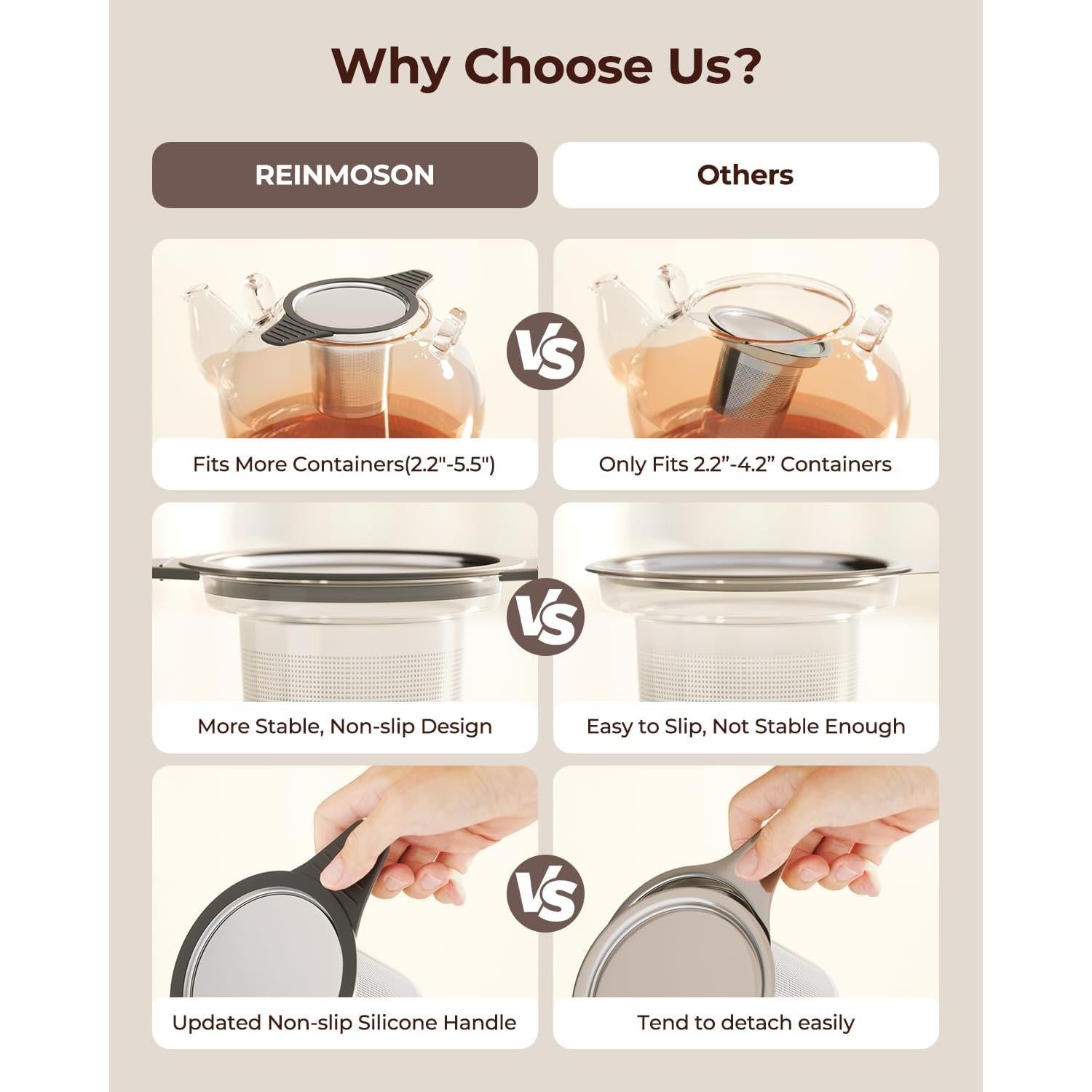 Infusor de Té Reinmoson Grande Acero Inoxidable 304 230g