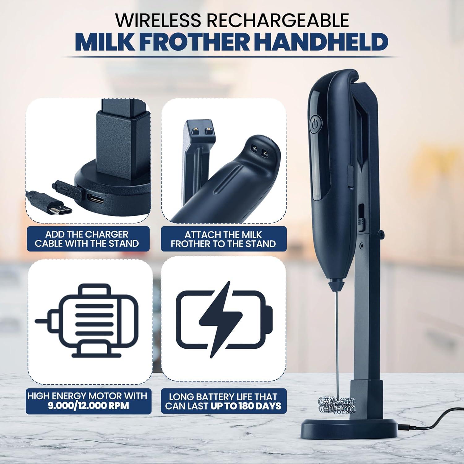 Batidora de Leche Inalámbrica Recargable ALPSPEAKS USB 12000 rpm