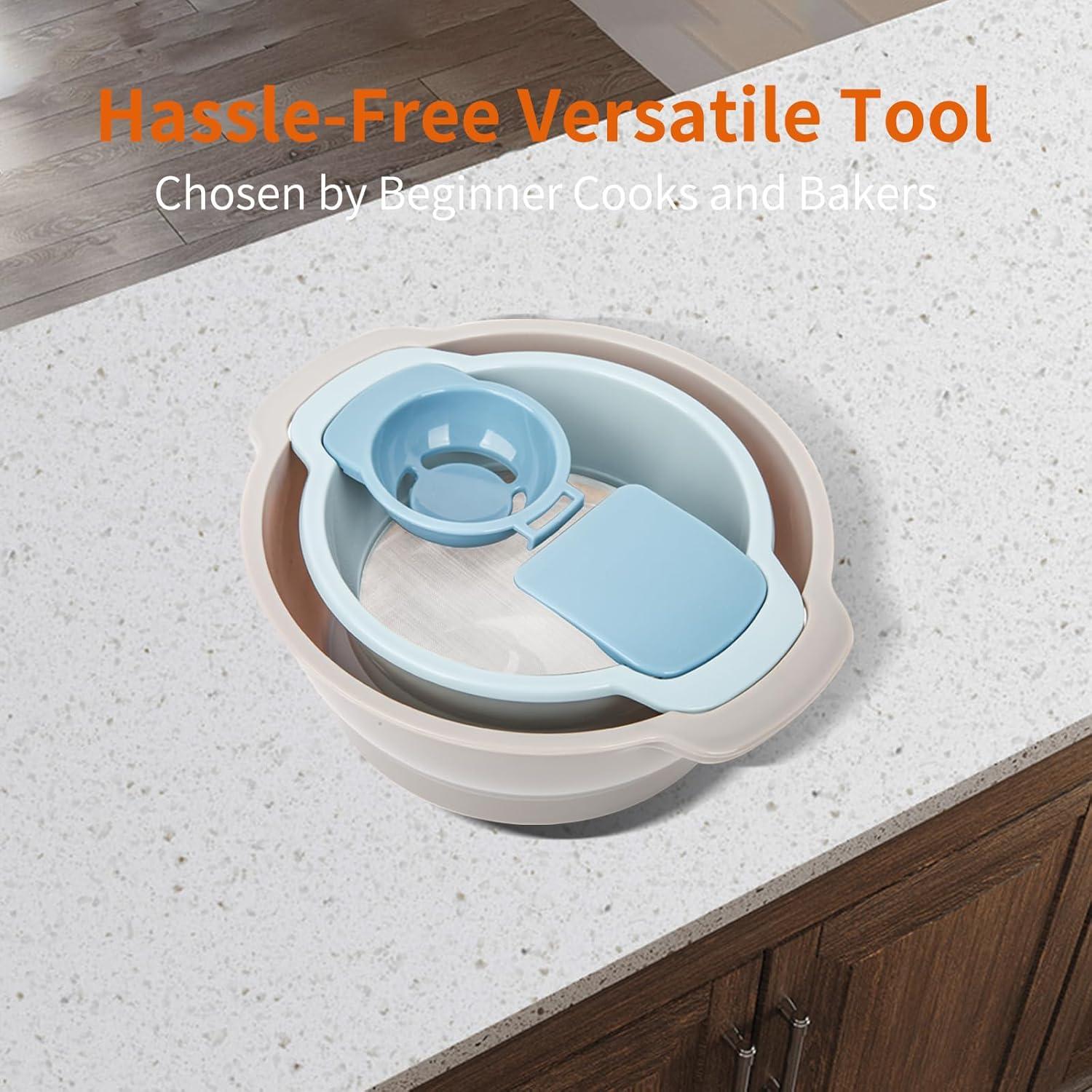 Juego de Herramientas de Hornear 4 en 1 SOPHREPT - Tamiz, Separador, Tazón Mezclador, Raspador