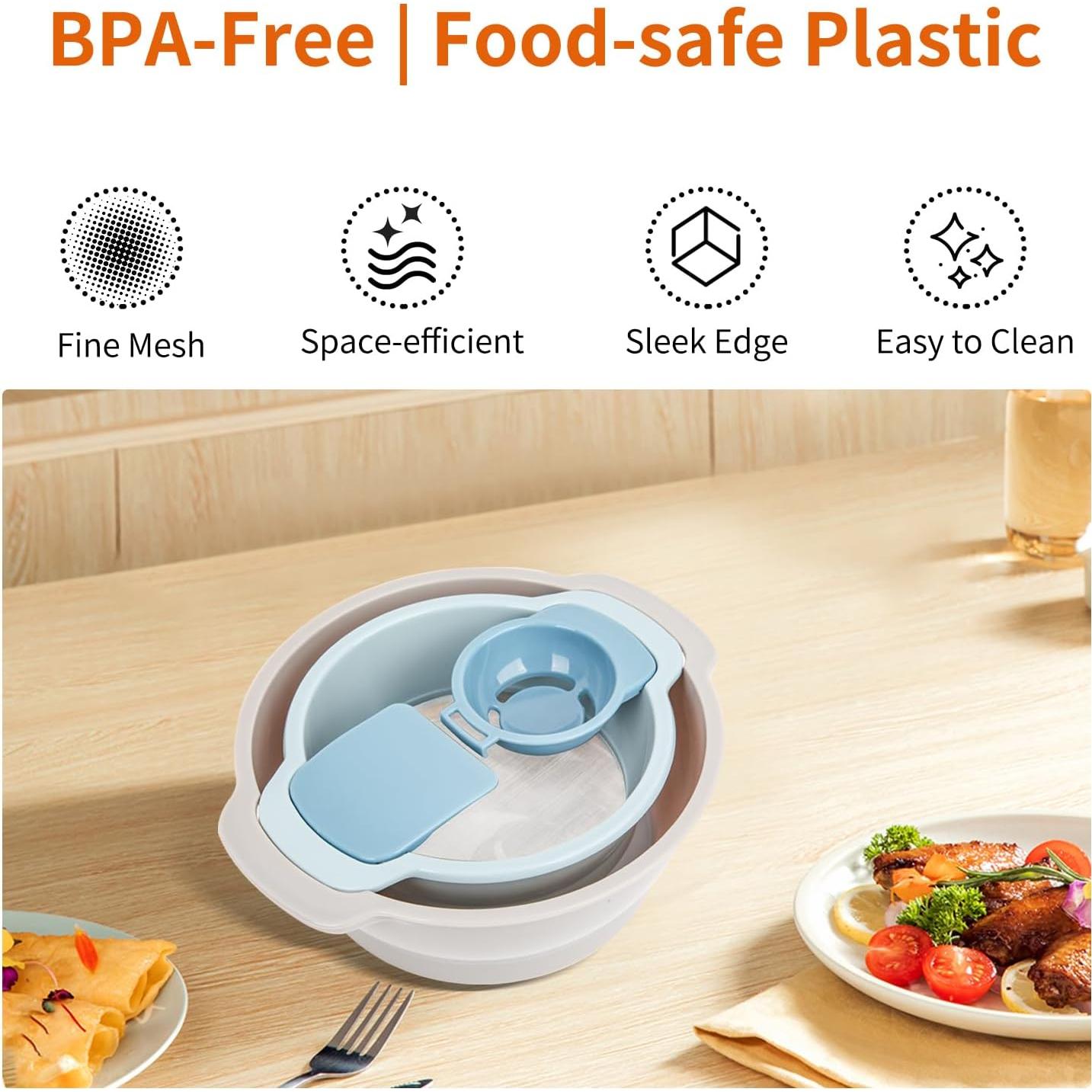 Juego de Herramientas de Hornear 4 en 1 SOPHREPT - Tamiz, Separador, Tazón Mezclador, Raspador