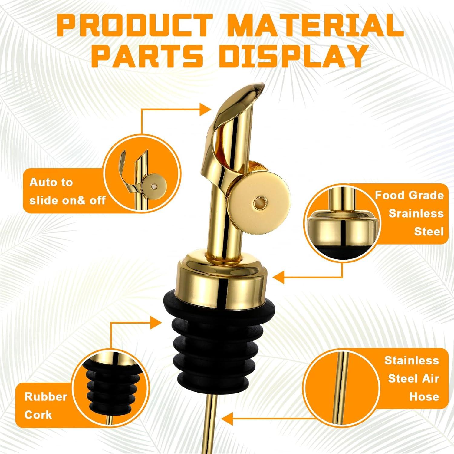 Vertedores de Aceite de Oliva Blulu 24 Piezas Acero Inoxidable Oro