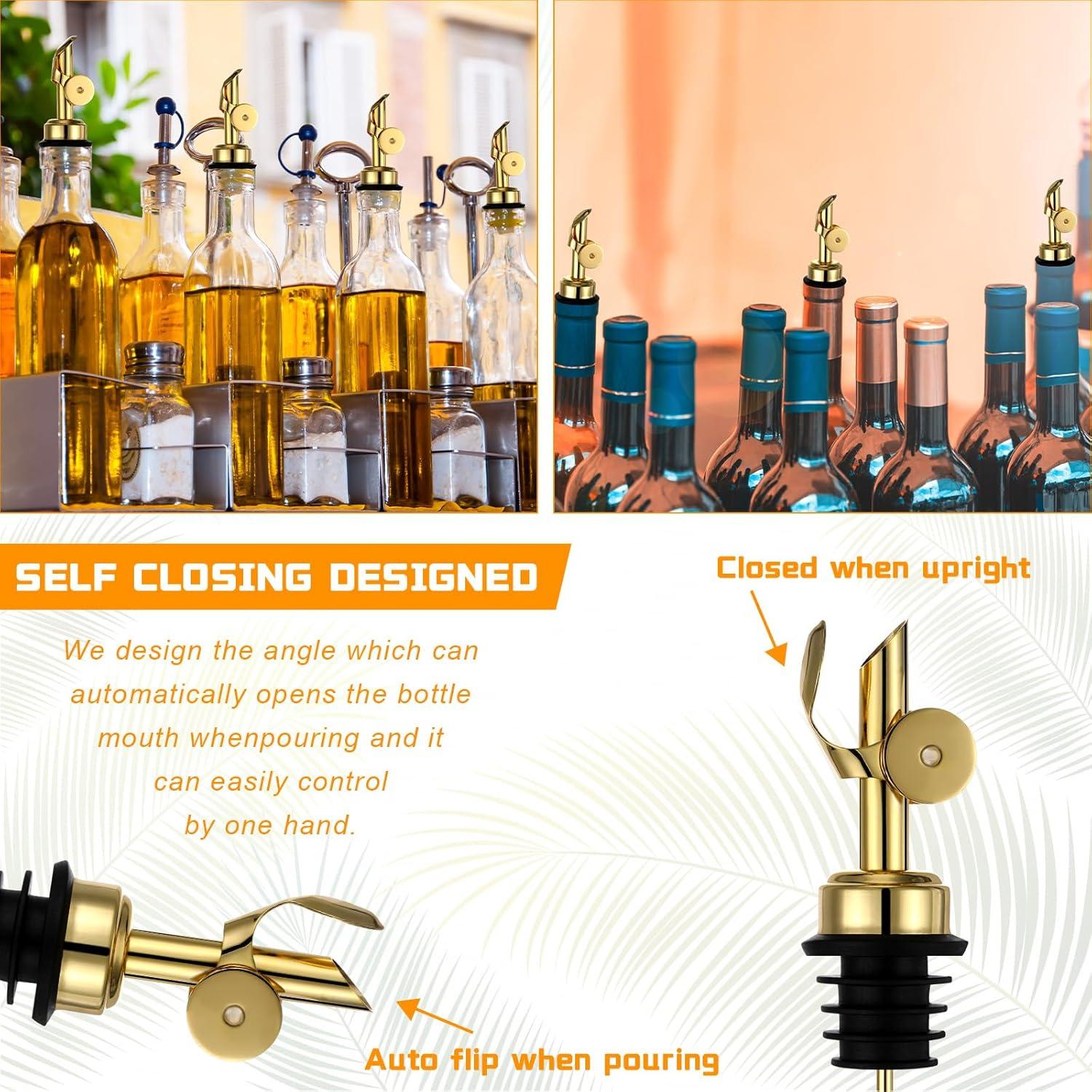 Vertedores de Aceite de Oliva Blulu 24 Piezas Acero Inoxidable Oro