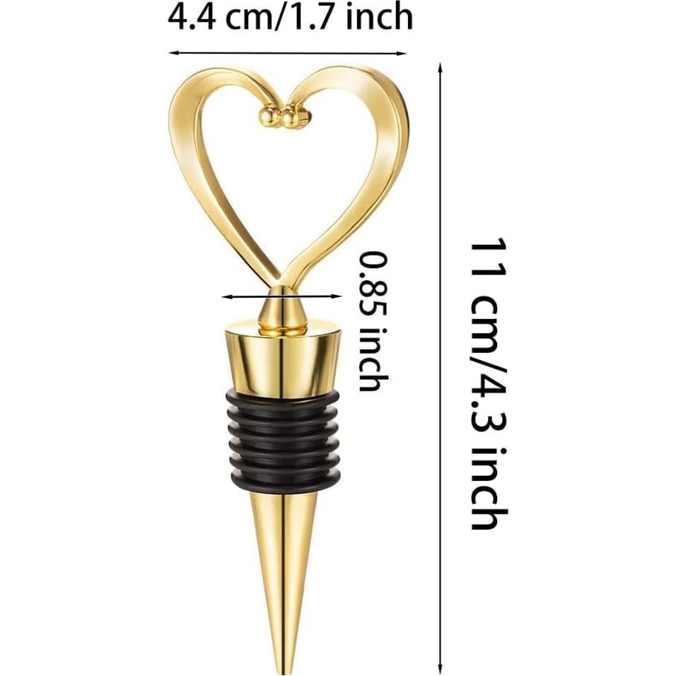 4 Tapones de Botella de Vino Booge Acero Inoxidable Corazón