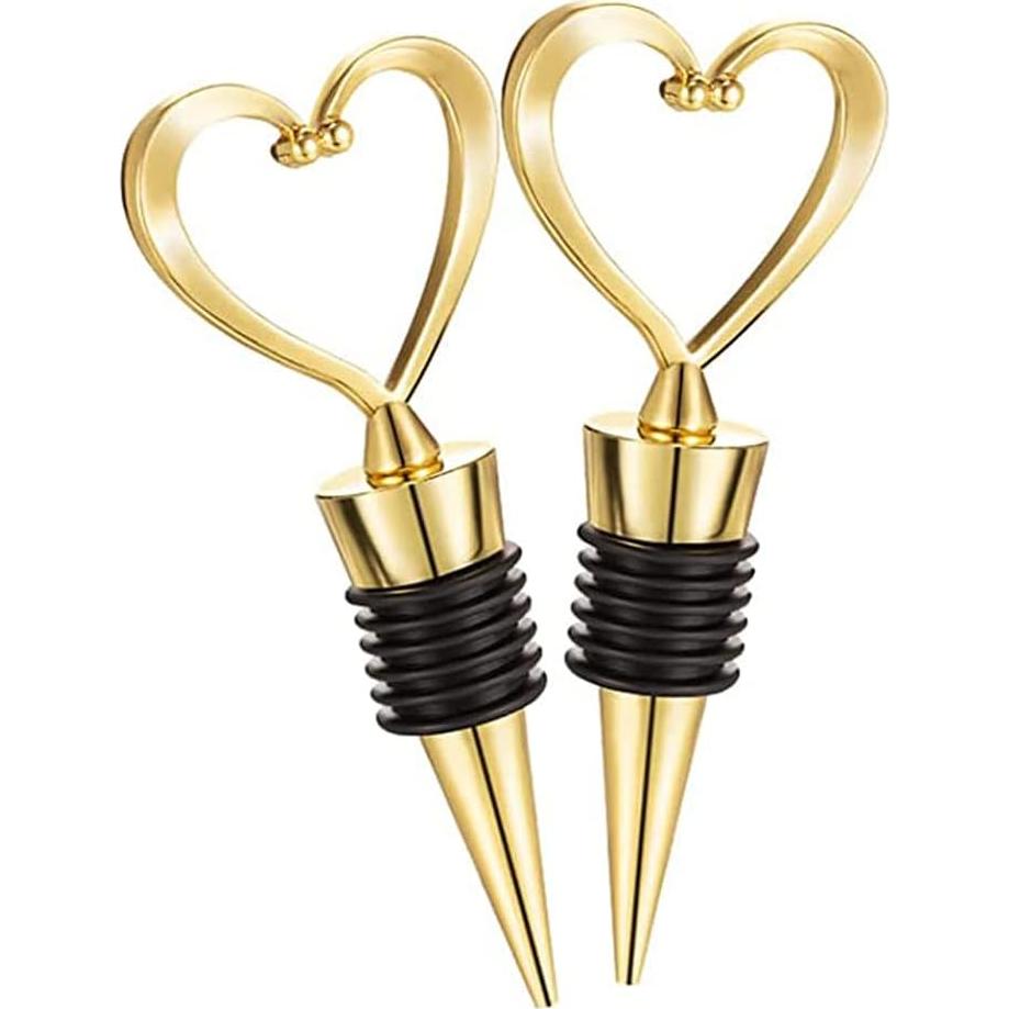 4 Tapones de Botella de Vino Booge Acero Inoxidable Corazón