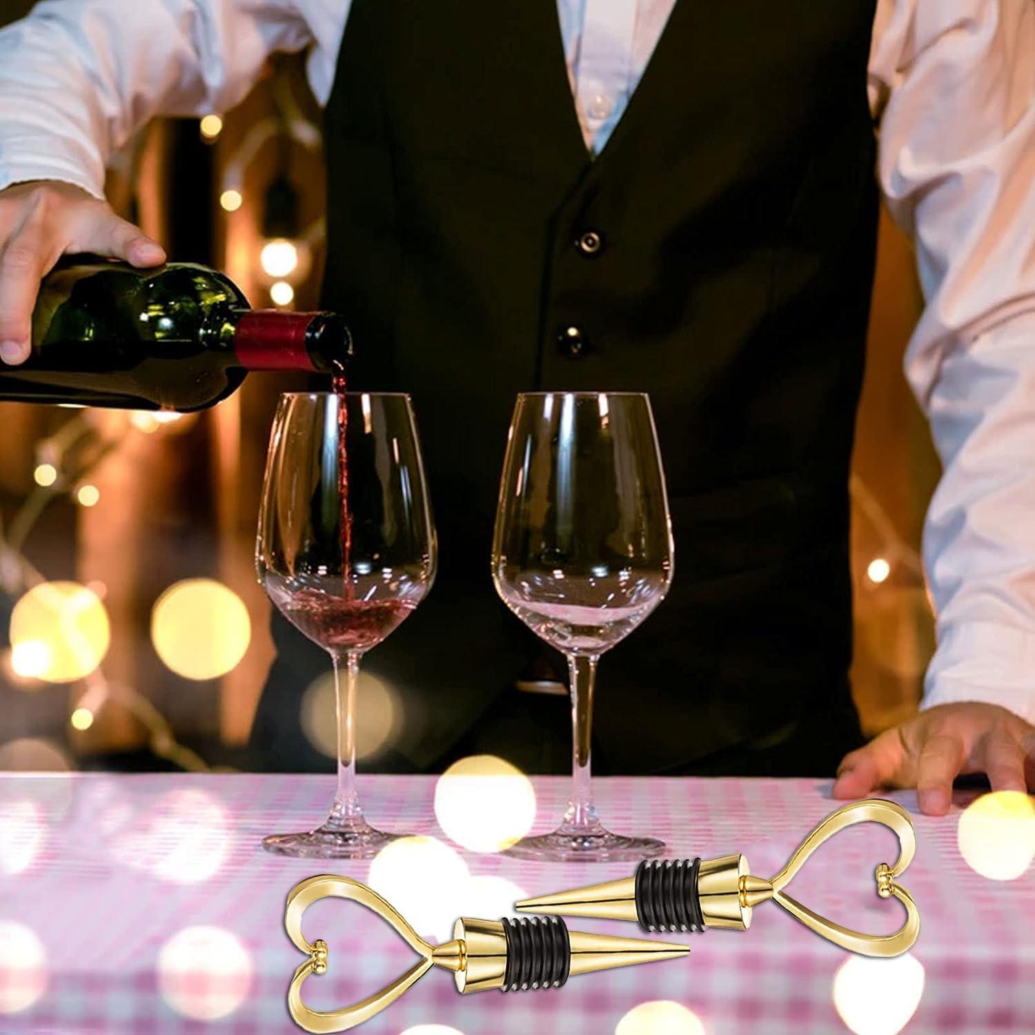 4 Tapones de Botella de Vino Booge Acero Inoxidable Corazón