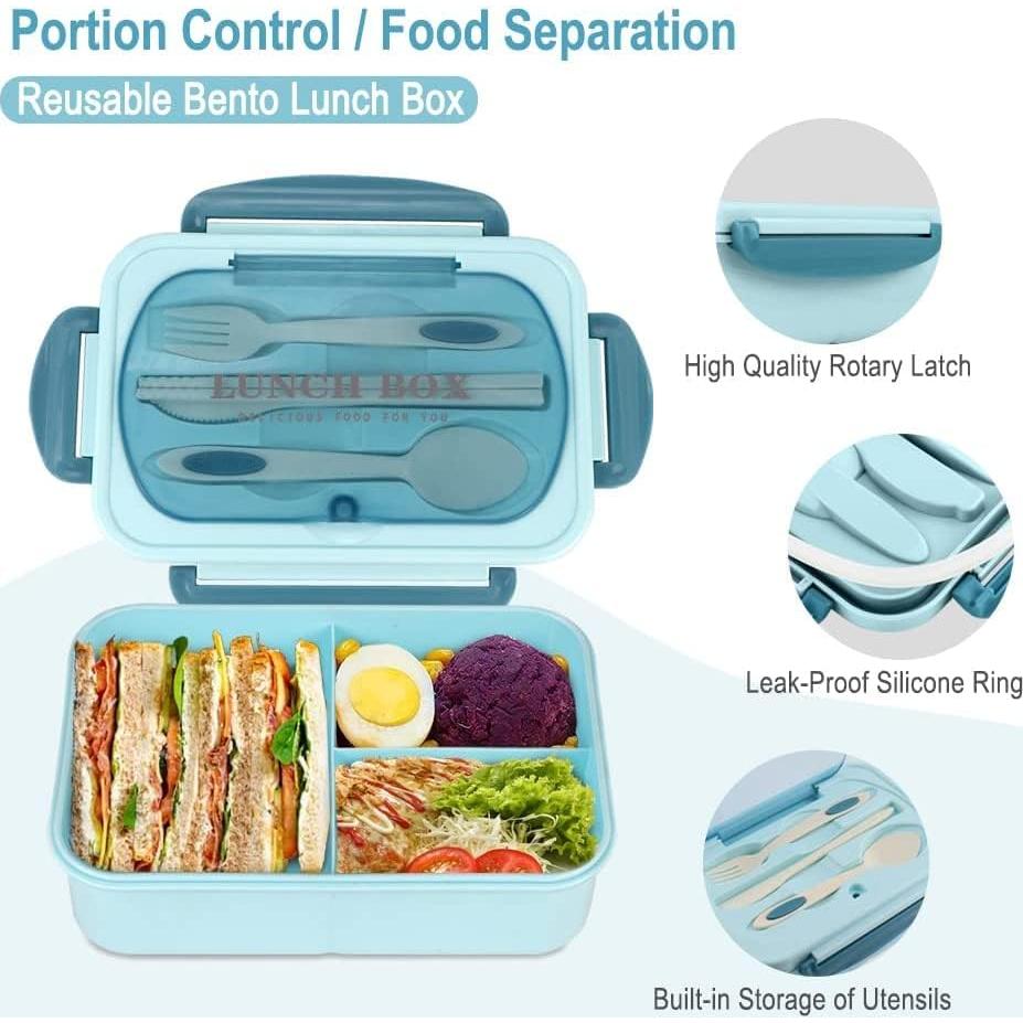 Caja Bento WILDAURORA 1200 ML 3 Compartimentos A Prueba de Fugas