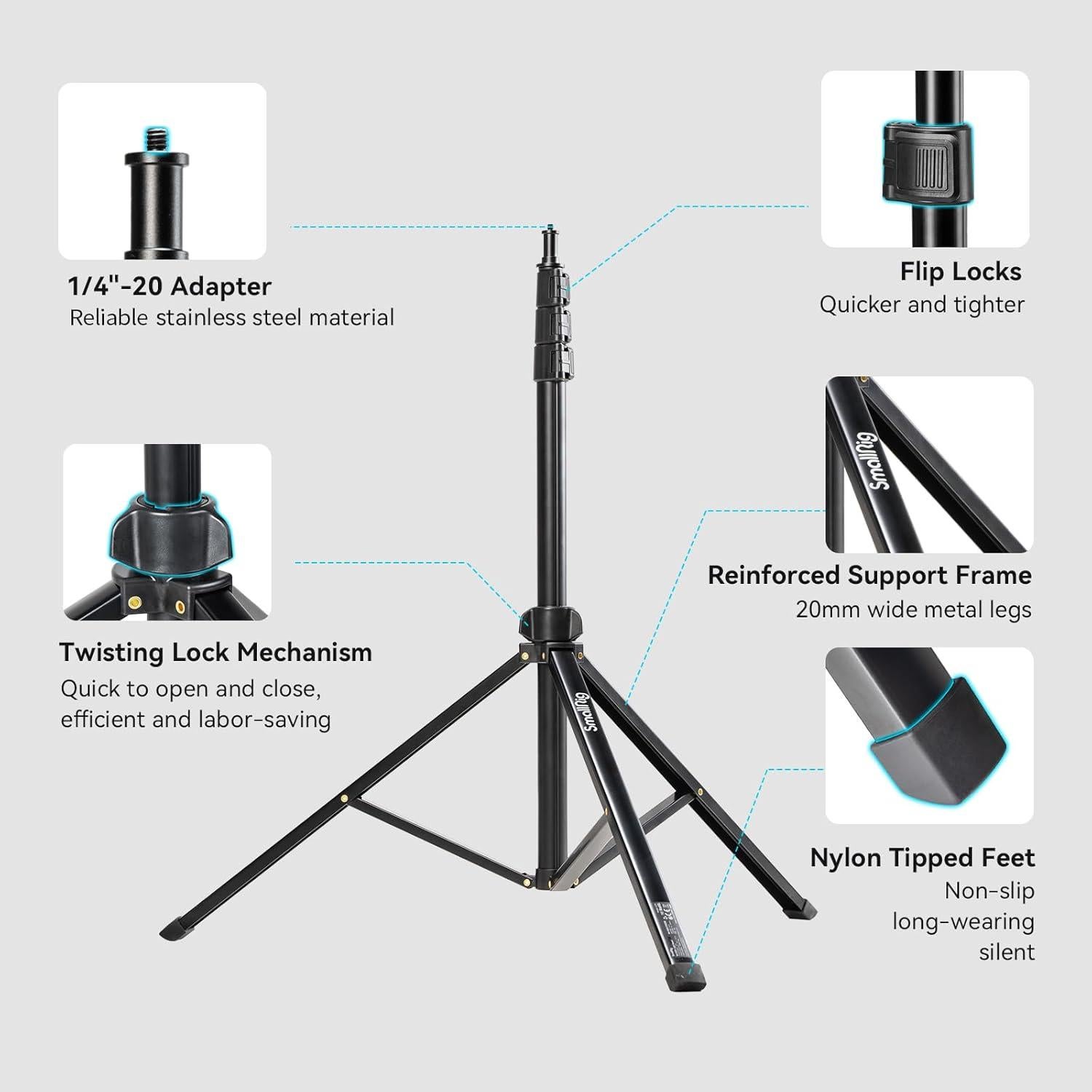 Soporte de Luz SMALLRIG RA-S200 200cm Ajustable 4kg Negro