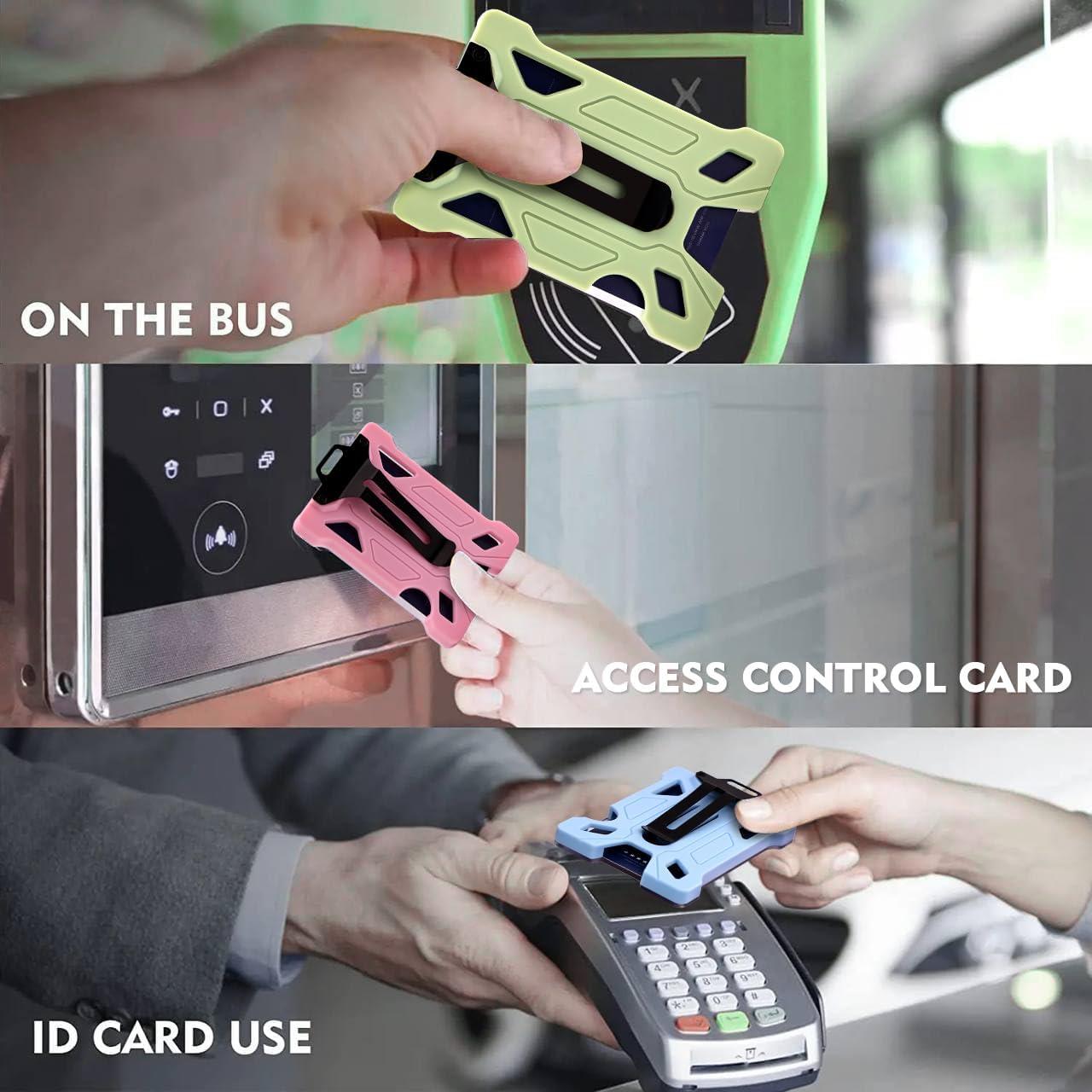 Porta Credencial Retráctil SHIXUAN Negro con Clip y Llavero