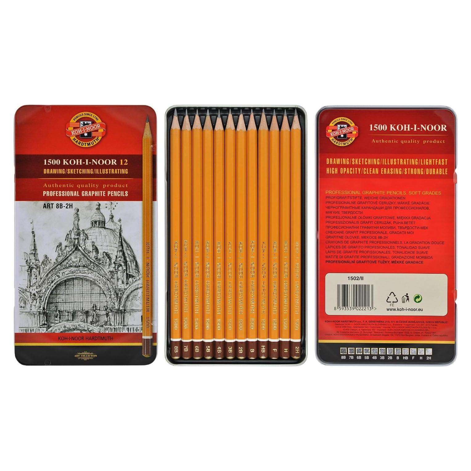 Conjunto de Lápices de Grafito Koh-I-Noor 12 Piezas 8B-2H