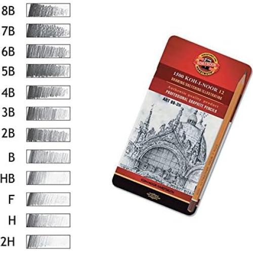 Conjunto de Lápices de Grafito Koh-I-Noor 12 Piezas 8B-2H