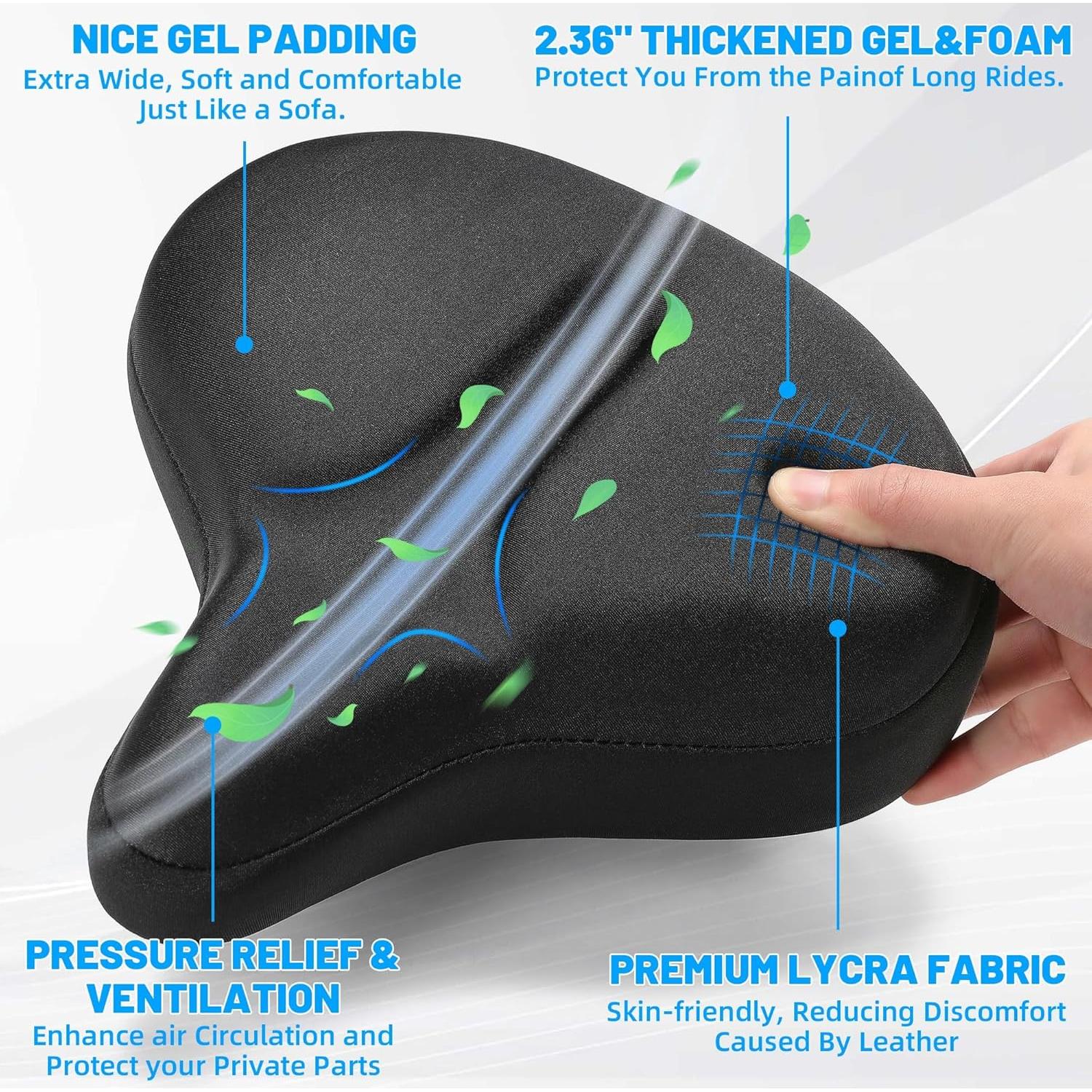 Asiento de Bicicleta CDYWD Extra Ancho con Gel 27.94x26.67cm