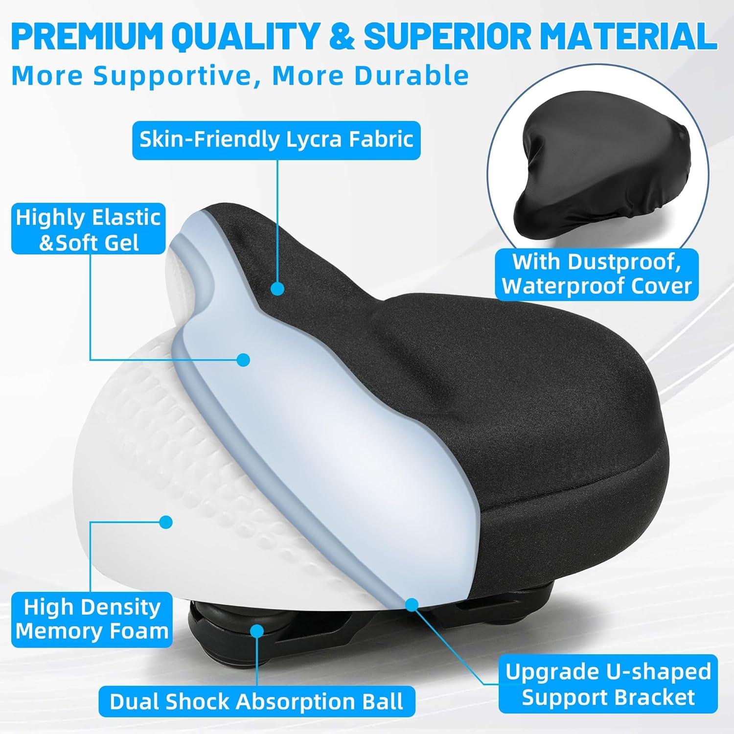 Asiento de Bicicleta CDYWD Extra Ancho con Gel 27.94x26.67cm