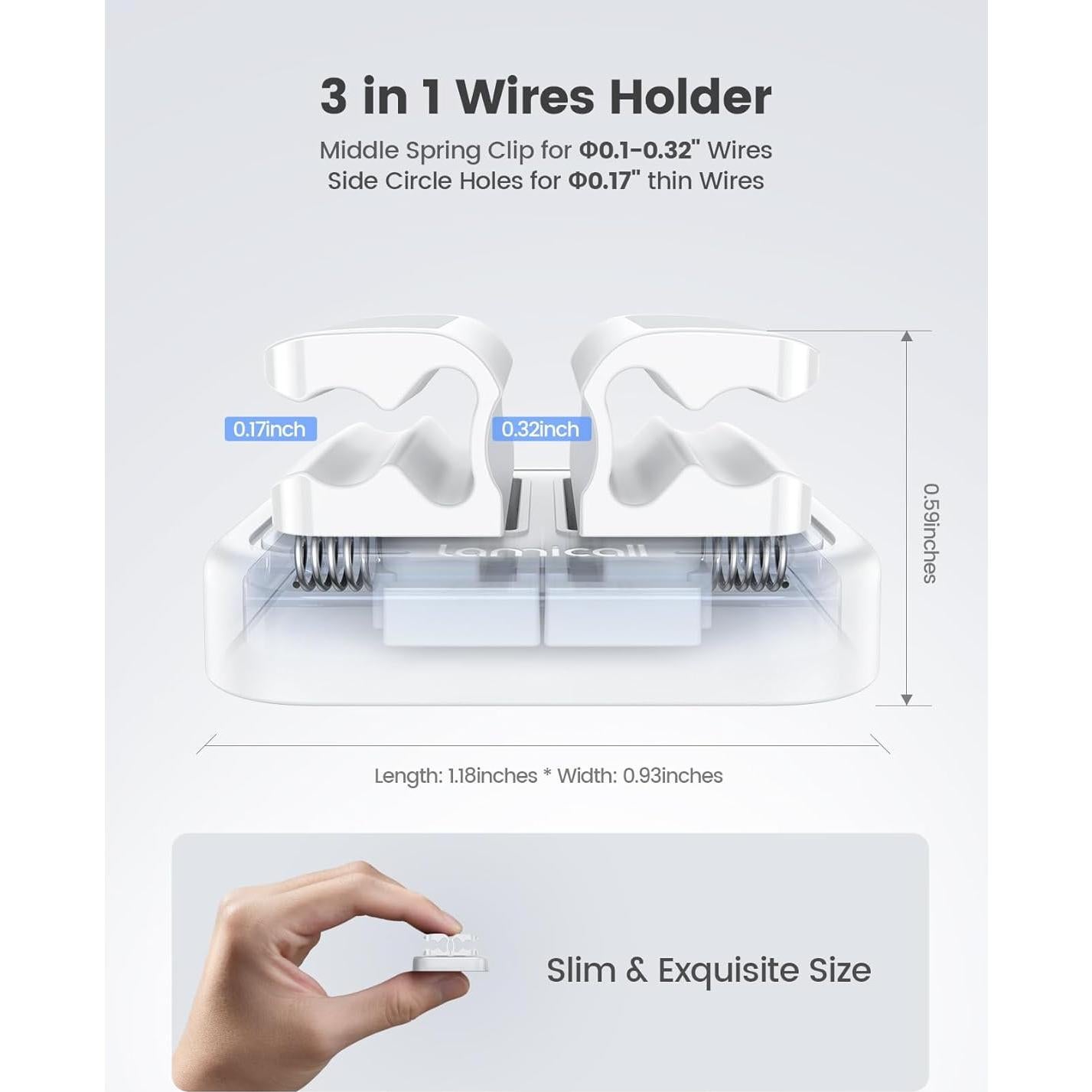 Organizador de Cables 6 Pack Lamicall Clips Adhesivos Blancos