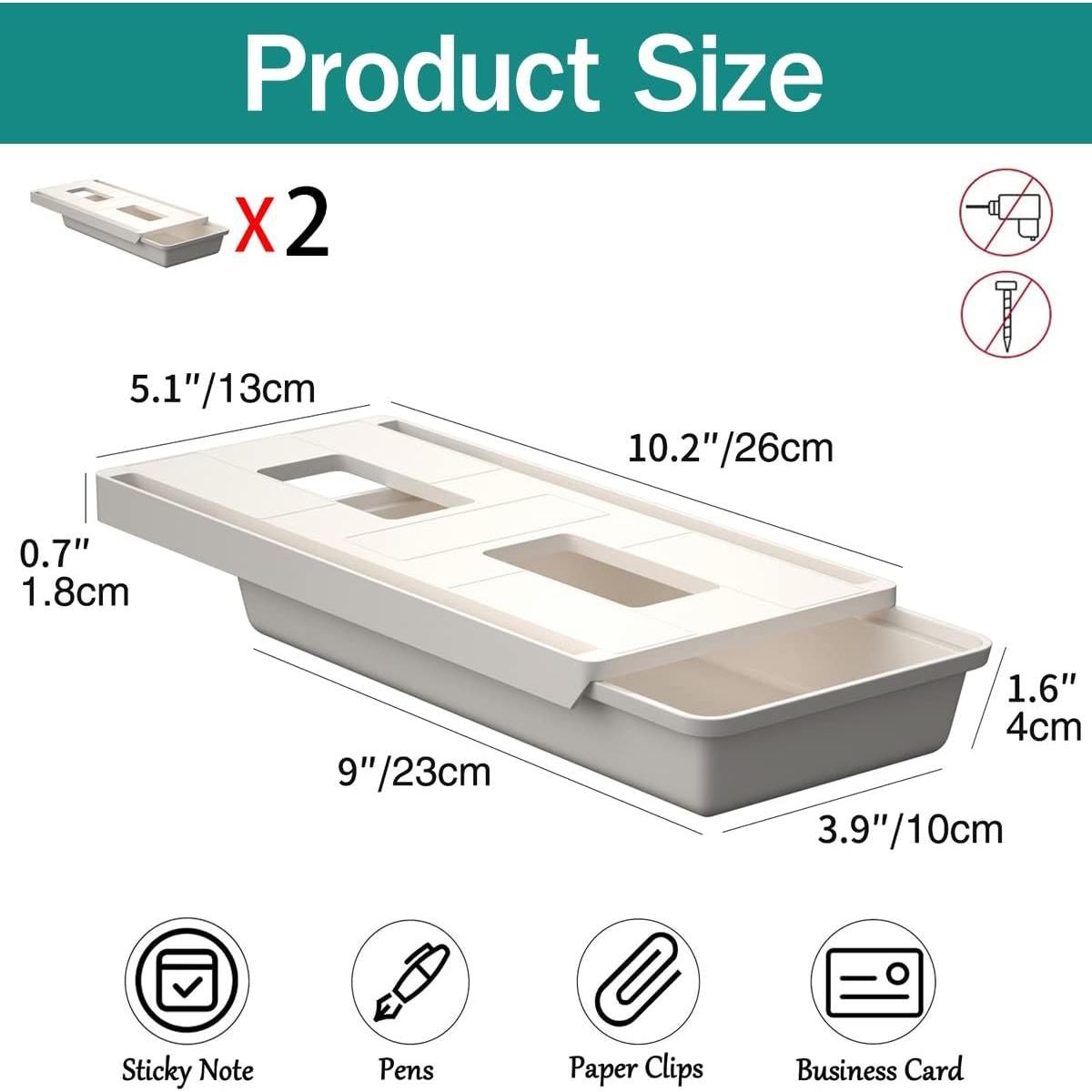 Organizador de Cajones Bajo Mesa SVNNELP 2Pack Blanco