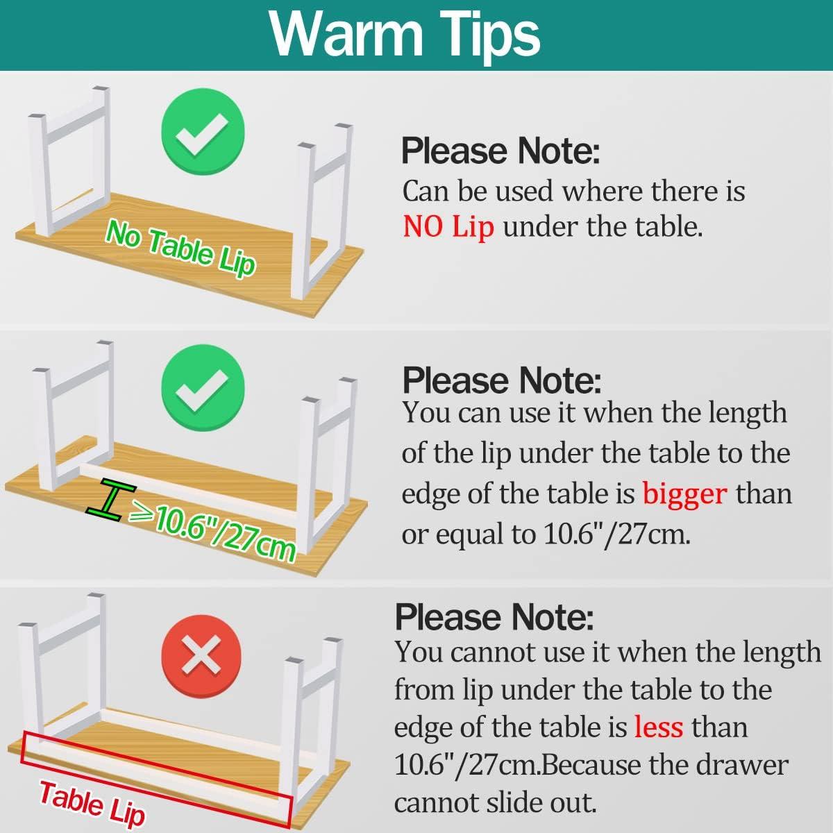 Organizador de Cajones Bajo Mesa SVNNELP 2Pack Blanco