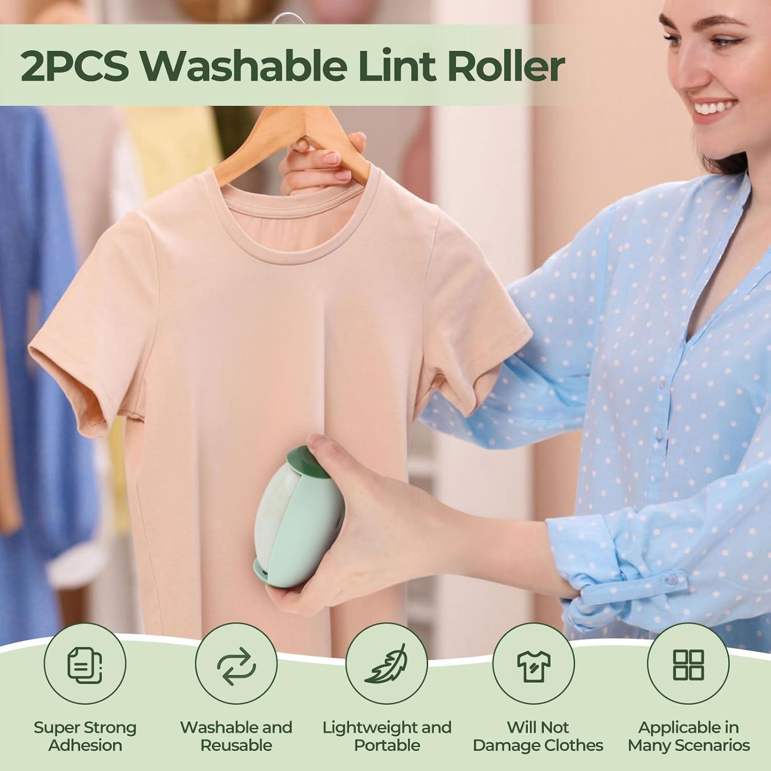 Rodillo Quitapelusas Lavable ZESTEFY 2PCS Verde Claro Gris