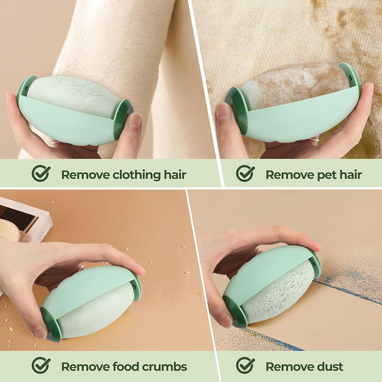 Rodillo Quitapelusas Lavable ZESTEFY 2PCS Verde Claro Gris