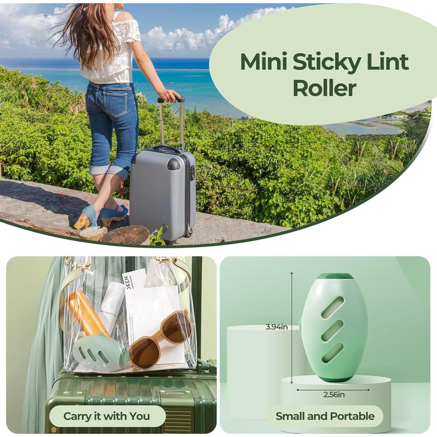 Rodillo Quitapelusas Lavable ZESTEFY 2PCS Verde Claro Gris