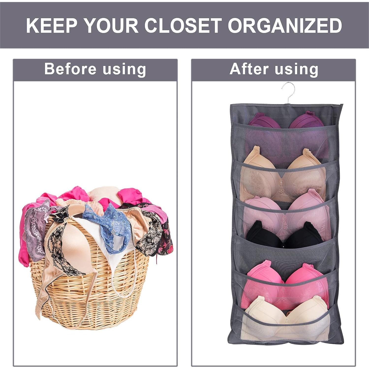 Organizador Colgante de Closet Ymemok 24 Bolsillos Gris