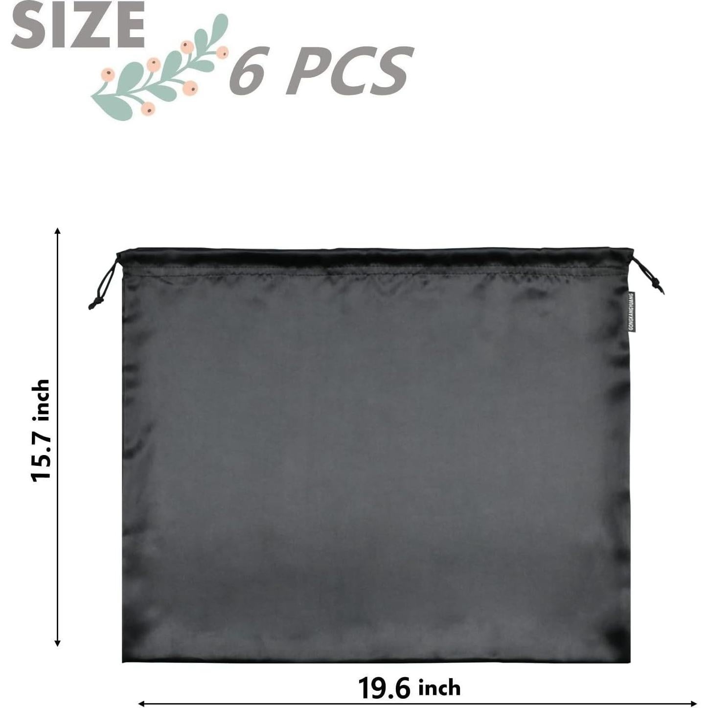 Paquete de 6 bolsas de polvo para bolsos GK-6PCS - Negro