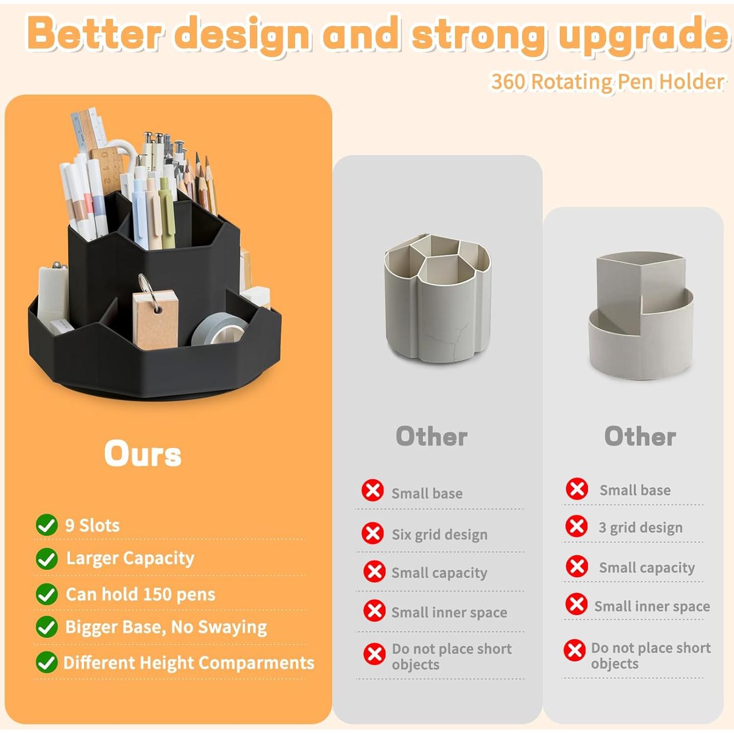 Organizador de Escritorio Rotatorio 360° Cayxenful Negro