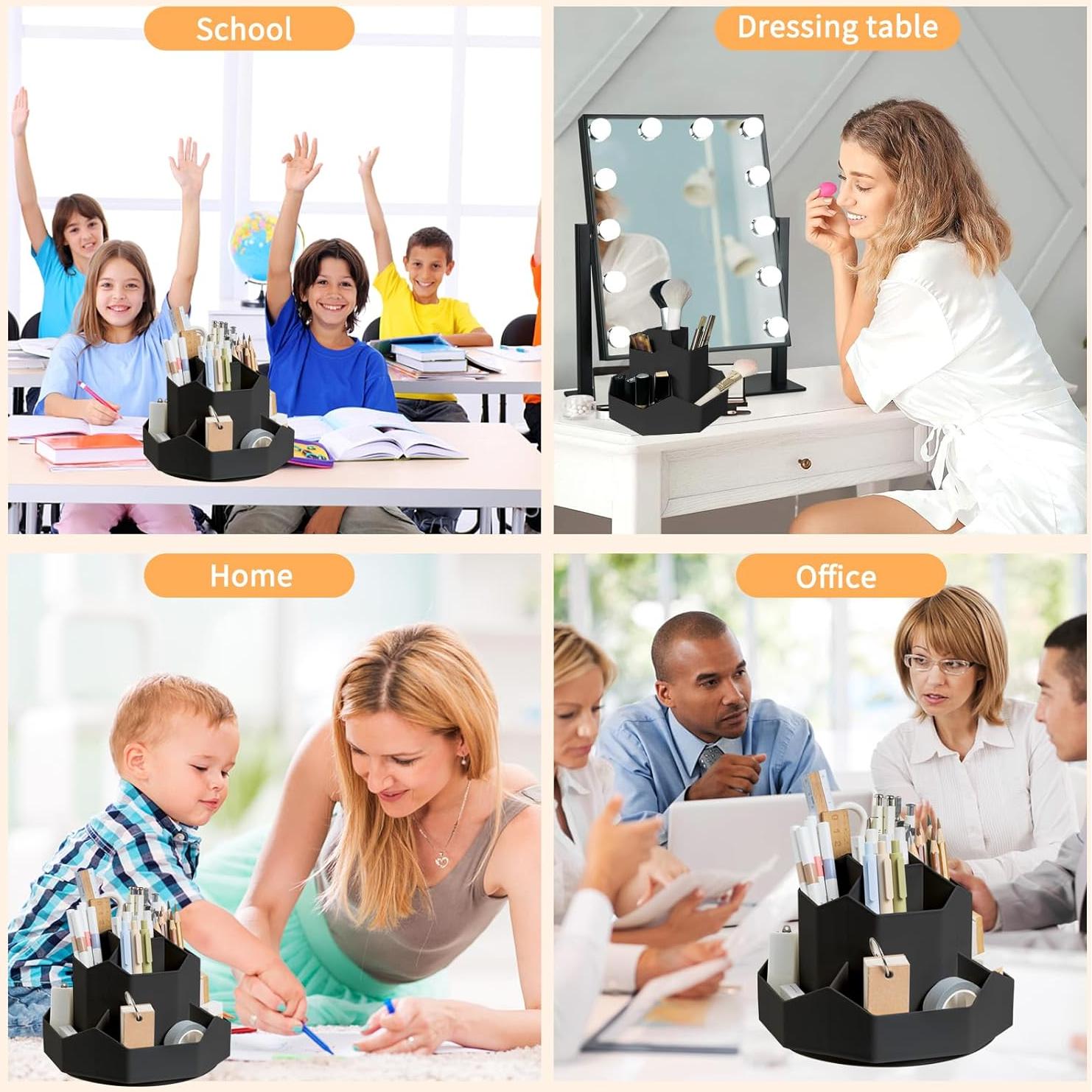 Organizador de Escritorio Rotatorio 360° Cayxenful Negro