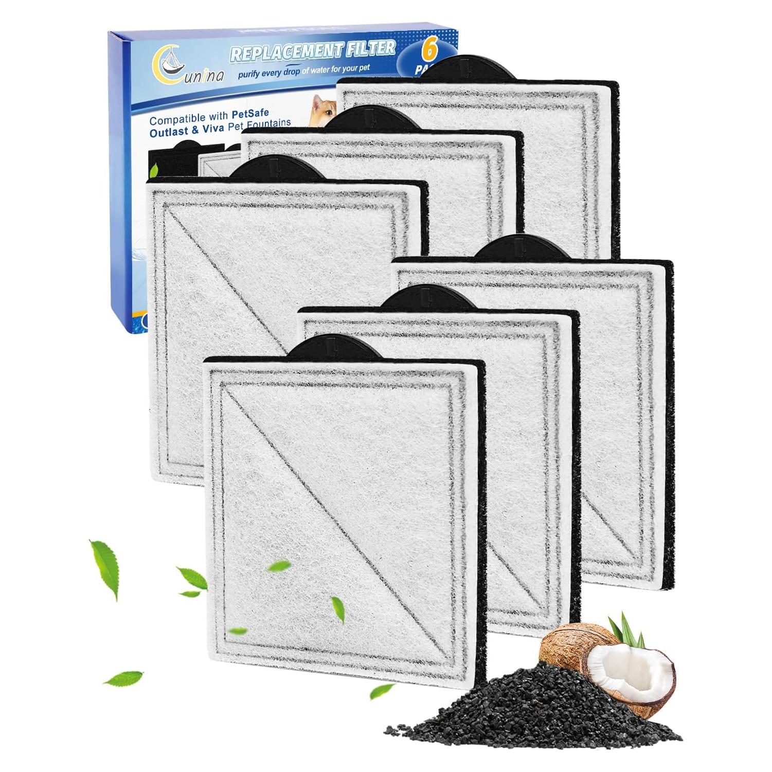 Filtros de Reemplazo para Fuente de Agua Gatos Cunina 6 Paquetes