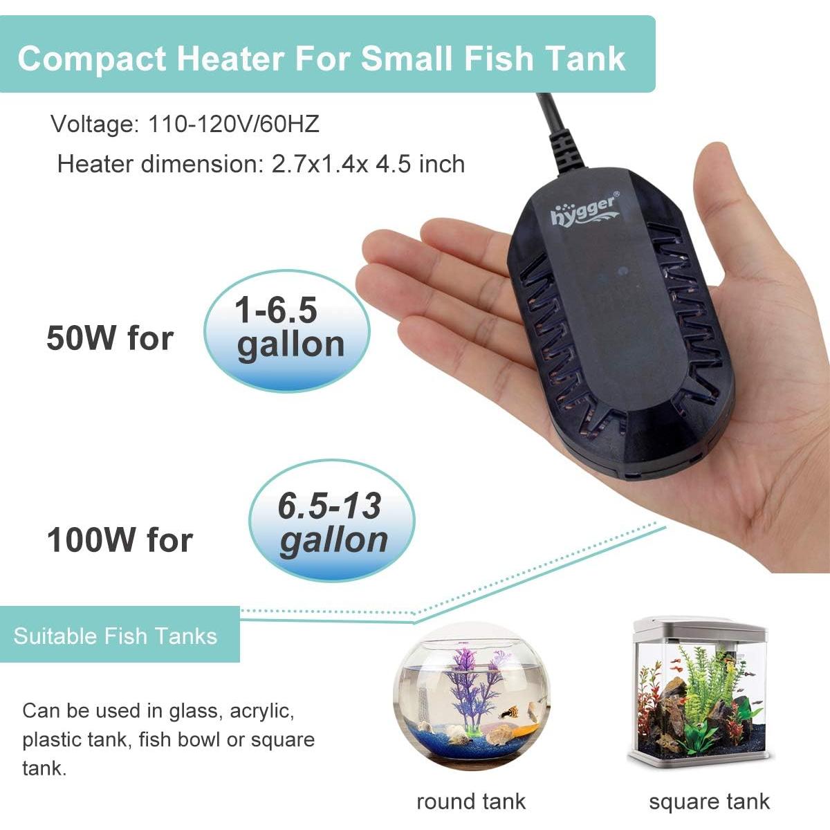 Calentador de Acuario Hygger 50W Digital Compacto 3.8-24.6L
