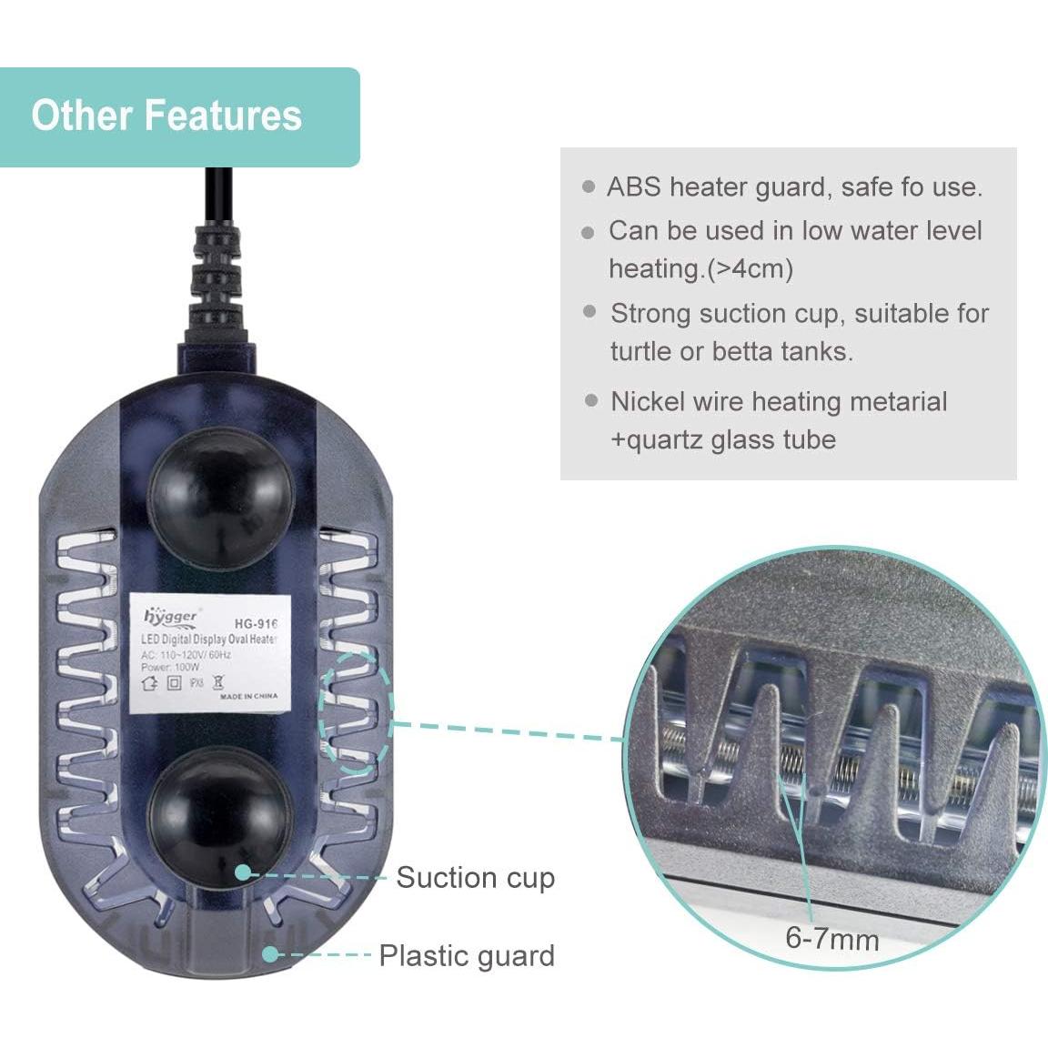 Calentador de Acuario Hygger 50W Digital Compacto 3.8-24.6L