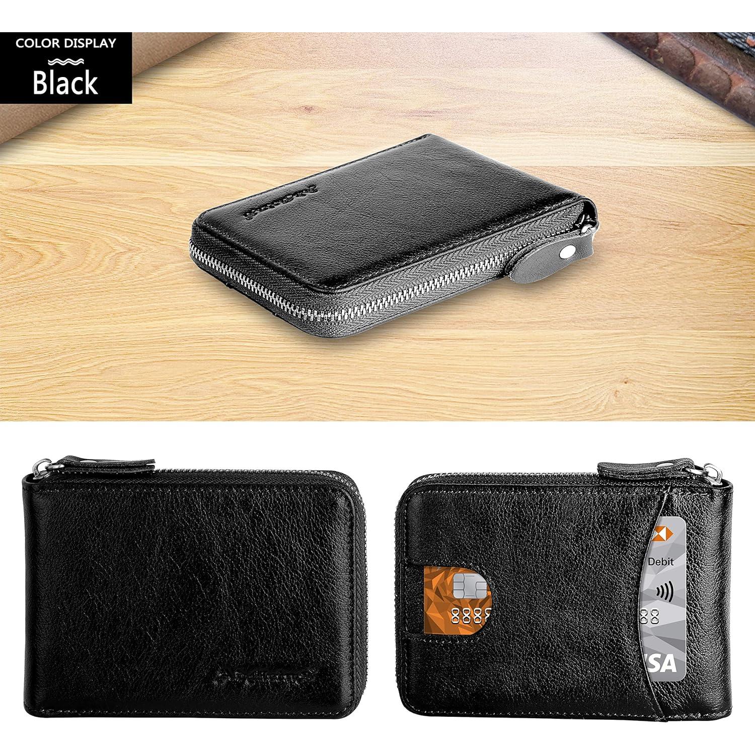 Billetera de Cuero Bifold Admetus con Cierre y Bloqueo RFID