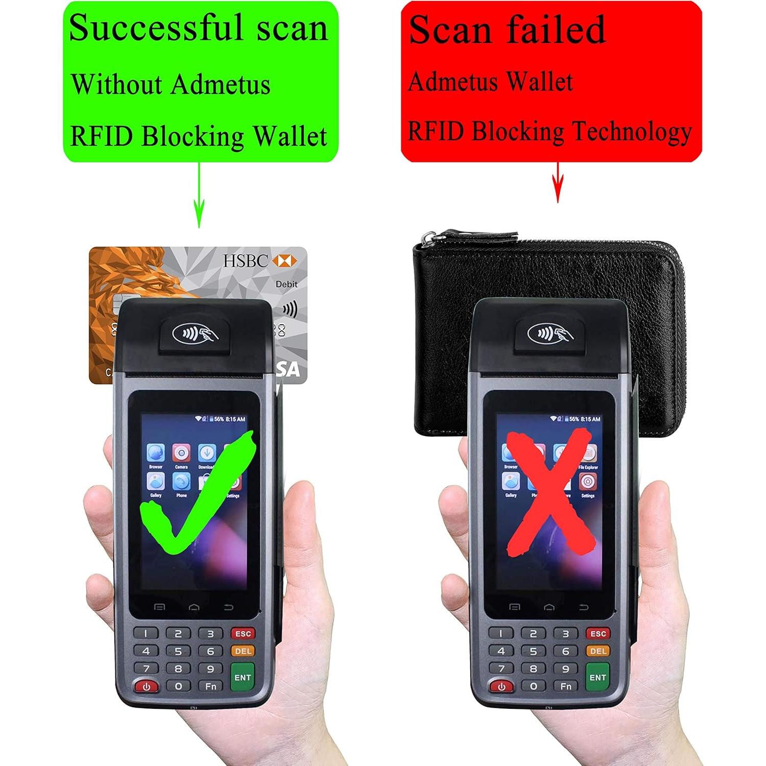 Billetera de Cuero Bifold Admetus con Cierre y Bloqueo RFID