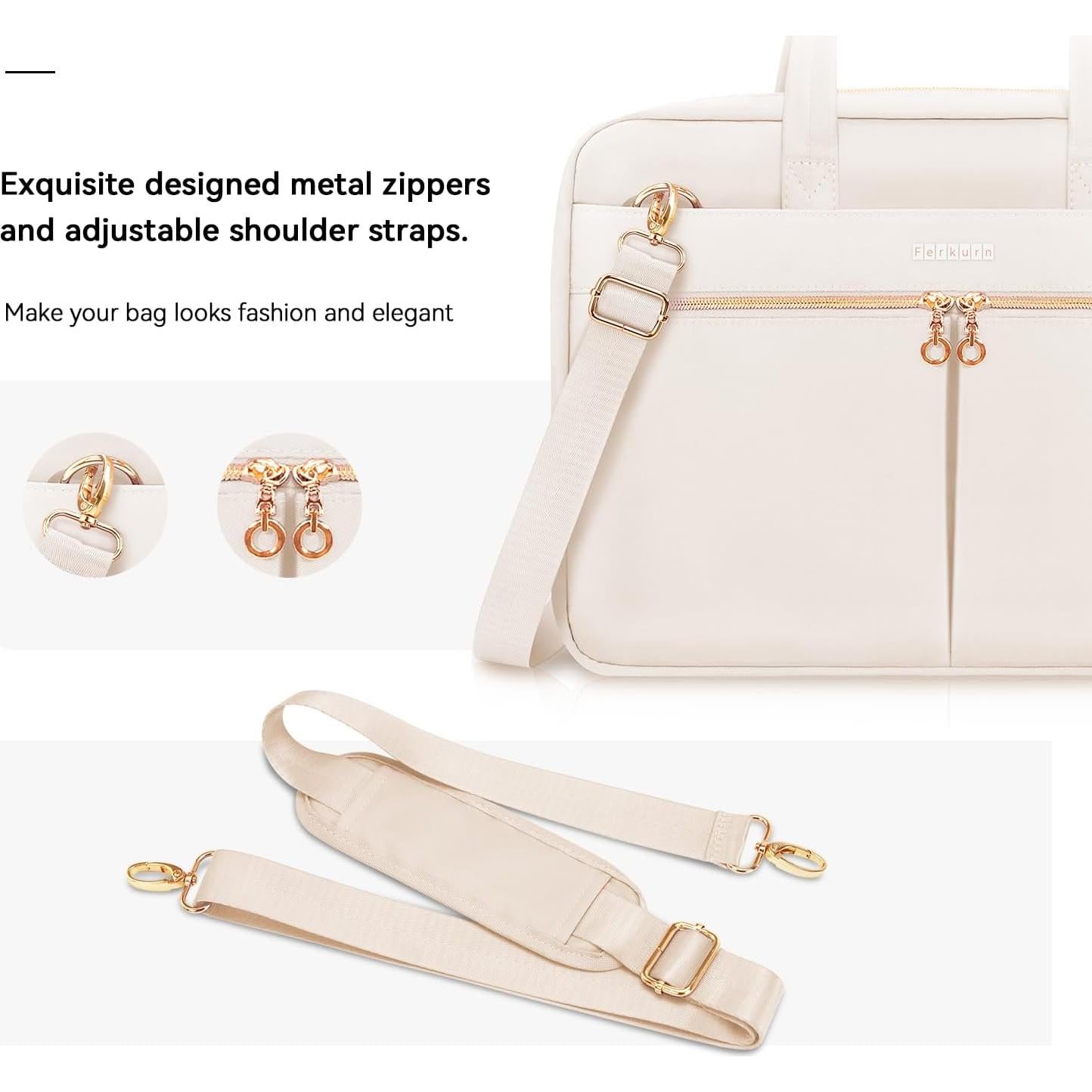 Bolsa para Laptop Ferkurn Beige 14" Unisex Acolchada Impermeable