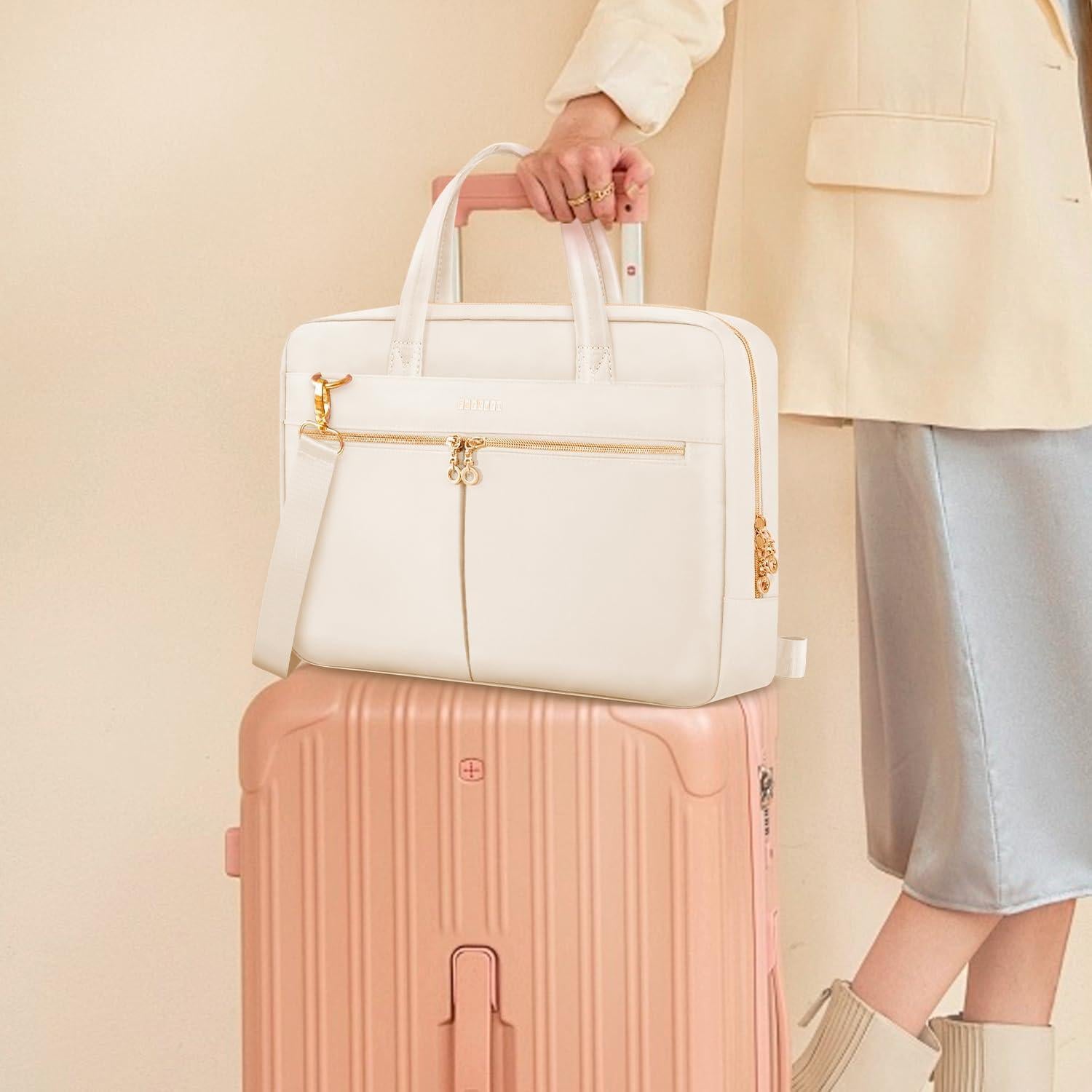 Bolsa para Laptop Ferkurn Beige 14" Unisex Acolchada Impermeable