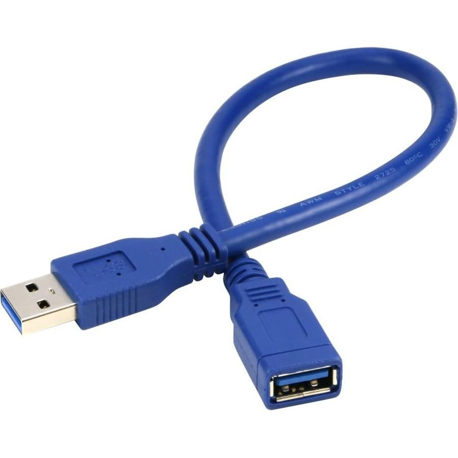 Cable de Extensión USB 3.0 RIITOP Macho a Hembra 30 cm Azul - Paquete de 2