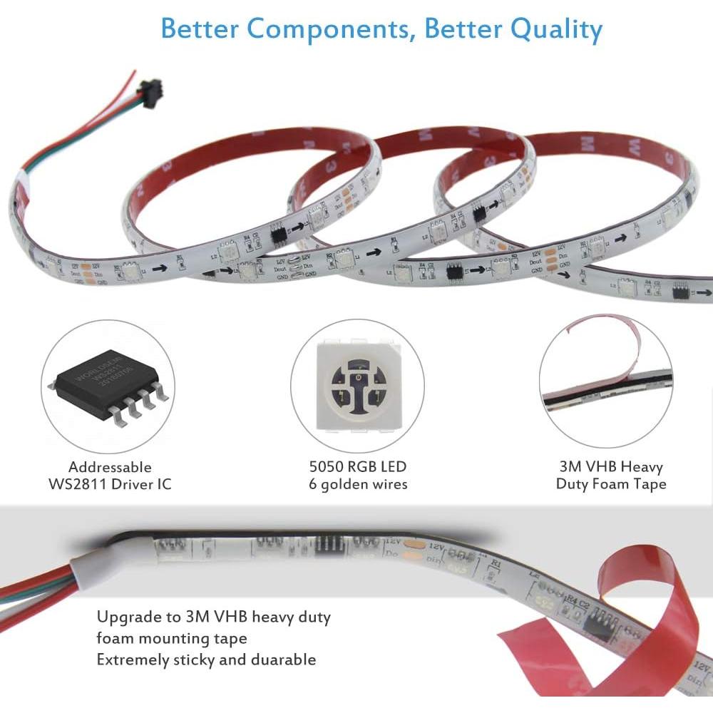 Tira LED Direccionable ALITOVE WS2811 5m 150 LEDs RGB IP65