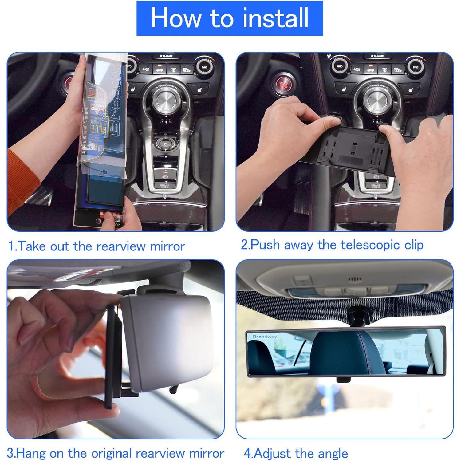 Espejo Retrovisor Antideslumbrante NINGFIST 30.48x7.62cm Universal