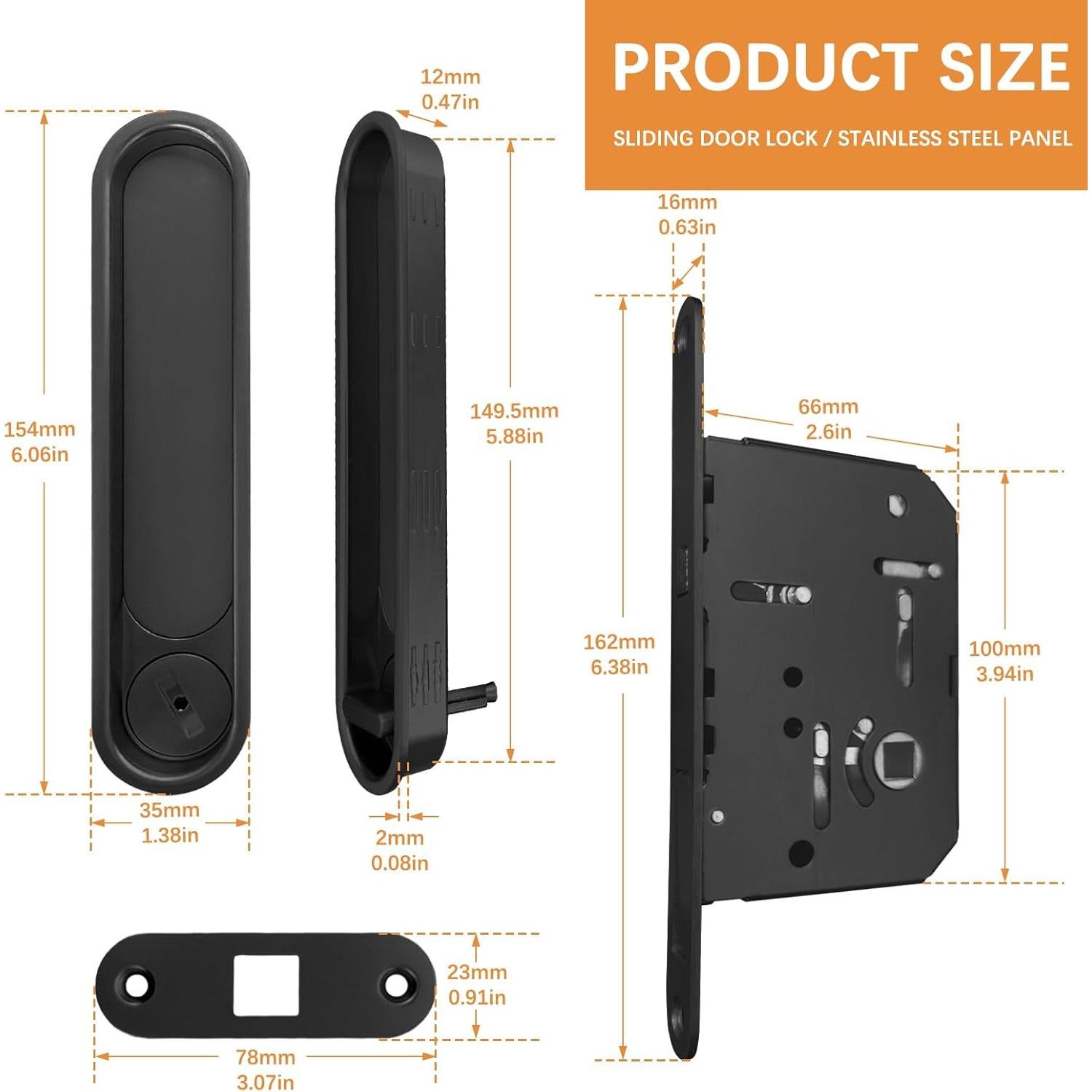 Cerradura de Puerta Pocket Youthua con Tirador Negro Circular