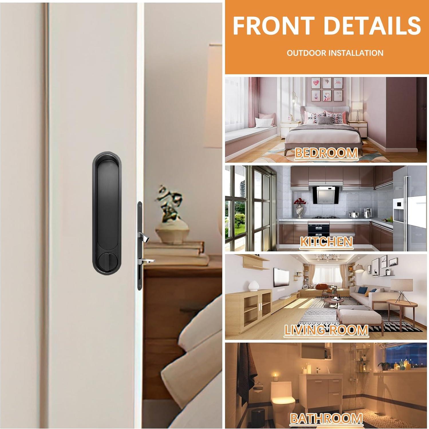 Cerradura de Puerta Pocket Youthua con Tirador Negro Circular