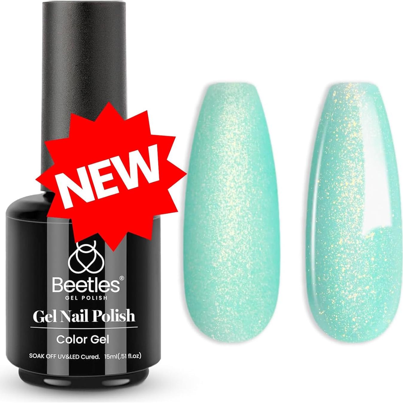 Esmalte de Uñas Gel Verde Menta Beetles 15ml Brillo Larga Duración