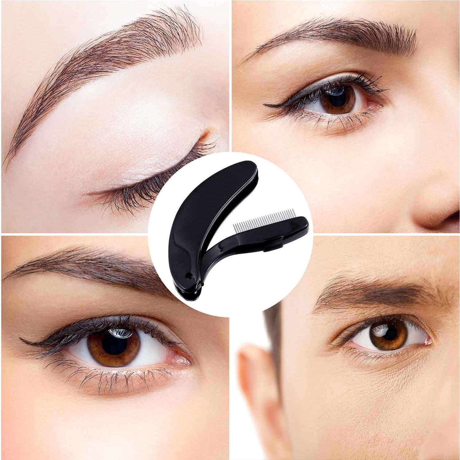 Peine Plegable para Pestañas TecUnite - 4 Paquetes, Acero Inoxidable